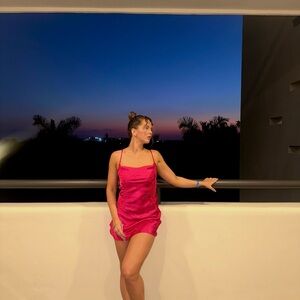 Forever 21 Vibrant Pink Satin Chemise